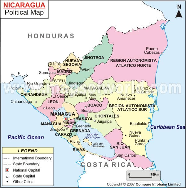 nicaragua politisch karte
